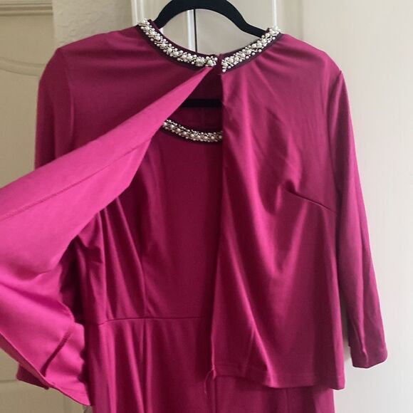 Beaded Dress with Jacket Dusty Pink Midi 2XL - Picture 9 of 9